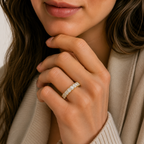 Asscher Cut Lab Grown Diamond Eternity Wedding Band