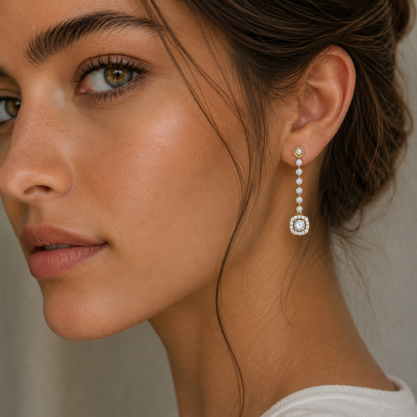 Aurora Halo Lab Grown Diamond Drop Earrings