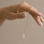 Oval Cut Lab Grown Diamond Halo Pendant Necklace