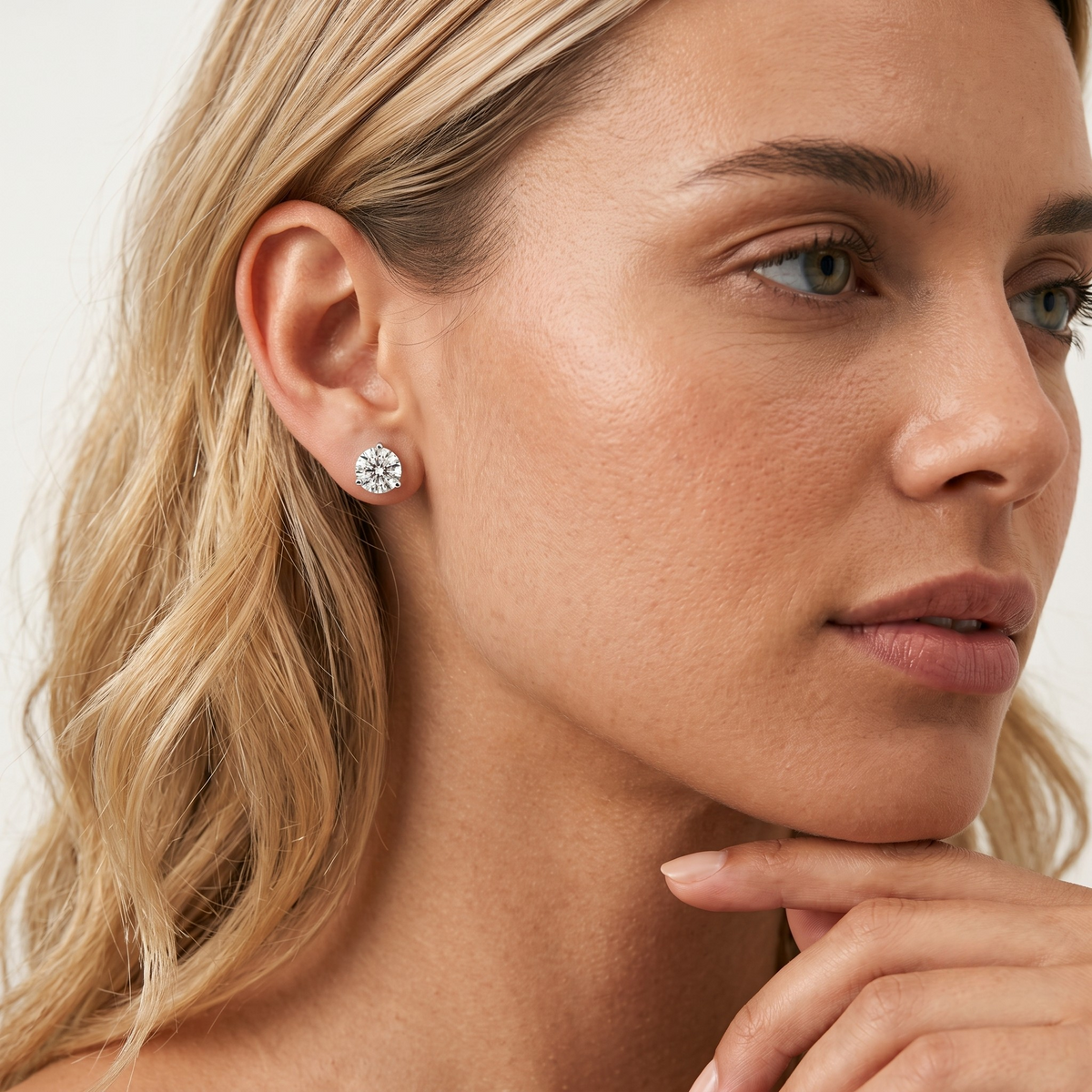 Round Solitaire Lab Grown Diamond Stud Earrings