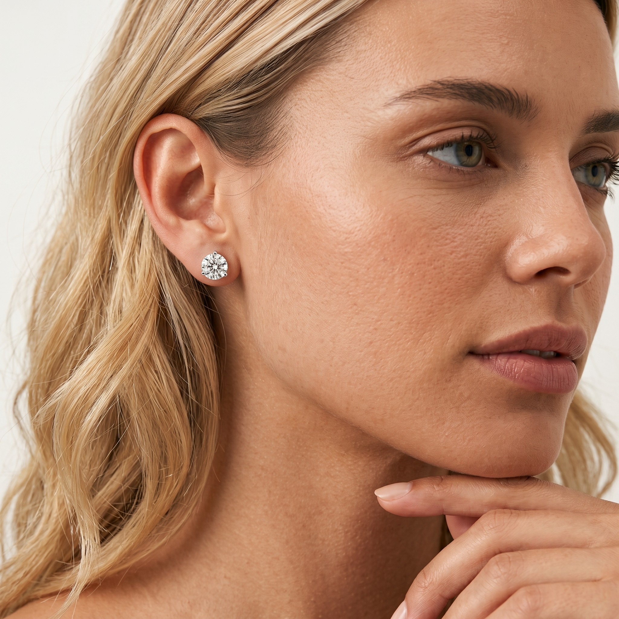 Round Solitaire Lab Grown Diamond Stud Earrings
