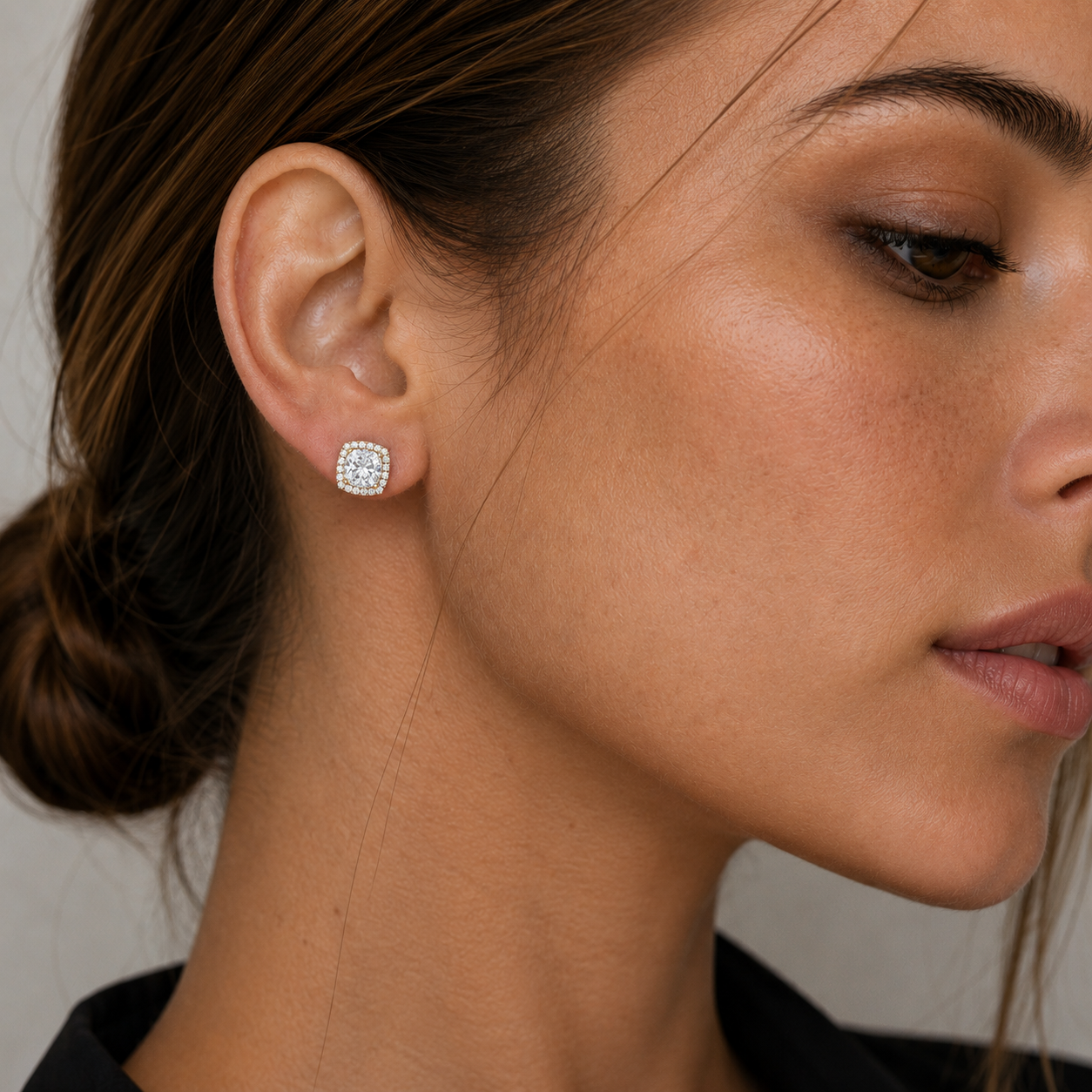 Cushion Halo Lab Grown Diamond Stud Earrings for Women