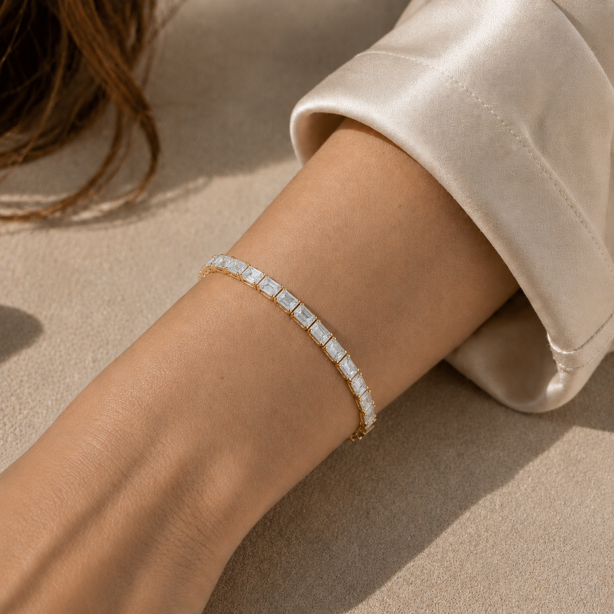 Emerald And Round Lab Diamond Tennis Bracelet