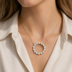 Round Lab Grown Diamond Circle Pendant Necklace