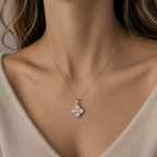 Round Lab Grown Diamond Clover Pendant Necklace