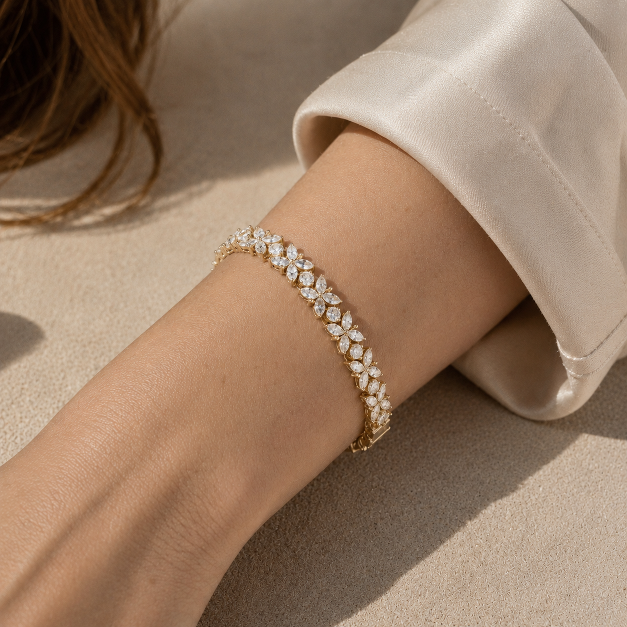 Marquise Lab Grown Diamond Floral Tennis Bracelet