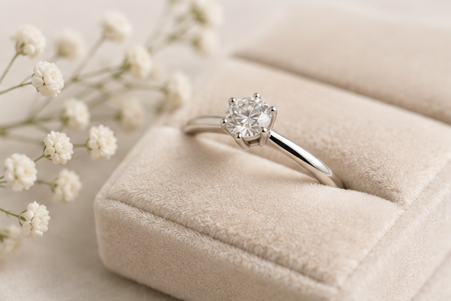 Page with FAQs about lab-grown diamonds featuring an image of a diamond ring.