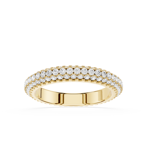 Three row round cut lab grown diamond eternity ring in 14K Gold