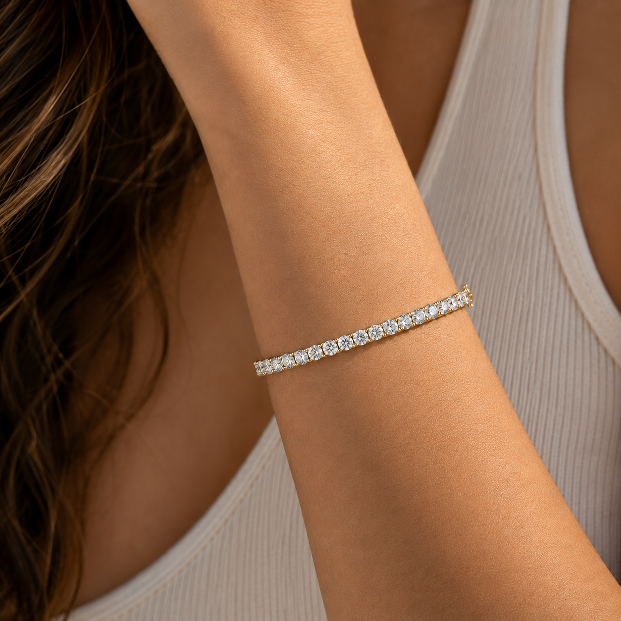 Round Lab Grown Diamond Slim Half Bangle Bracelet