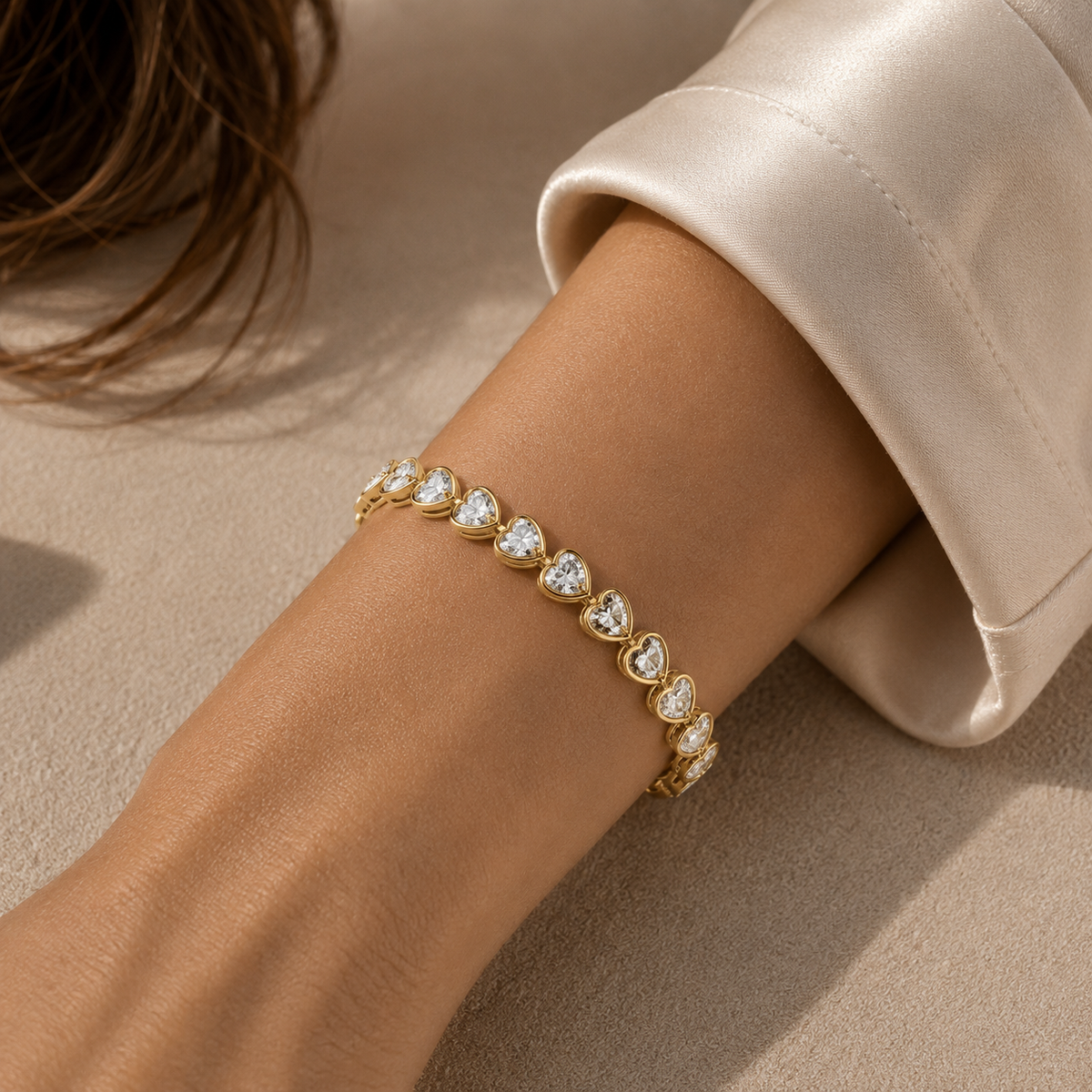 Heart Cut Lab Grown Diamond Tennis Bracelet