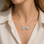 Heart Cut Lab Grown Diamond Toi et Moi Pendant