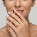 Emerald Cut Lab Grown Diamond Halo Engagement Ring
