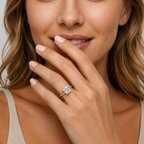 Round Lab Diamond Four Prong Solitaire Ring