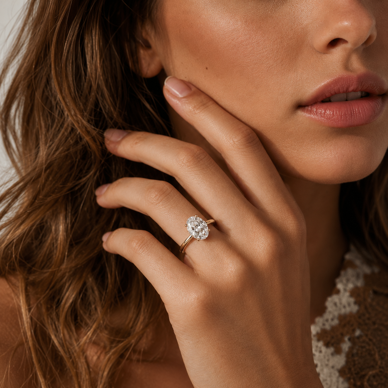 Oval Lab Diamond Four Prong Solitaire Ring