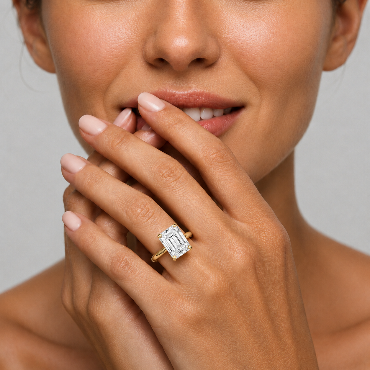 Emerald Cut Lab Diamond Four Prong Solitaire Ring