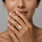 Pear Cut Lab Diamond Halo Engagement Ring Pave Band