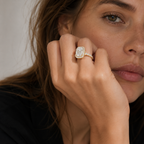 Emerald Cut Lab Diamond Halo Split Shank Ring