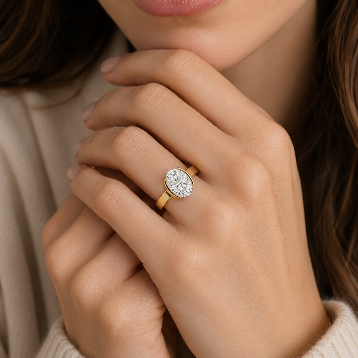 Oval Cut Lab Diamond Two Prong Solitaire Ring