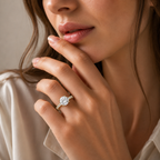 Round Cut Lab Grown Diamond Solitaire Pave Ring