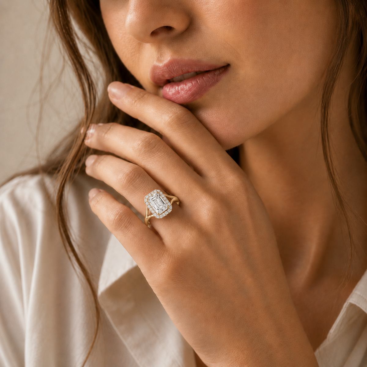 Radiant Halo Lab Grown Diamond Engagement Ring