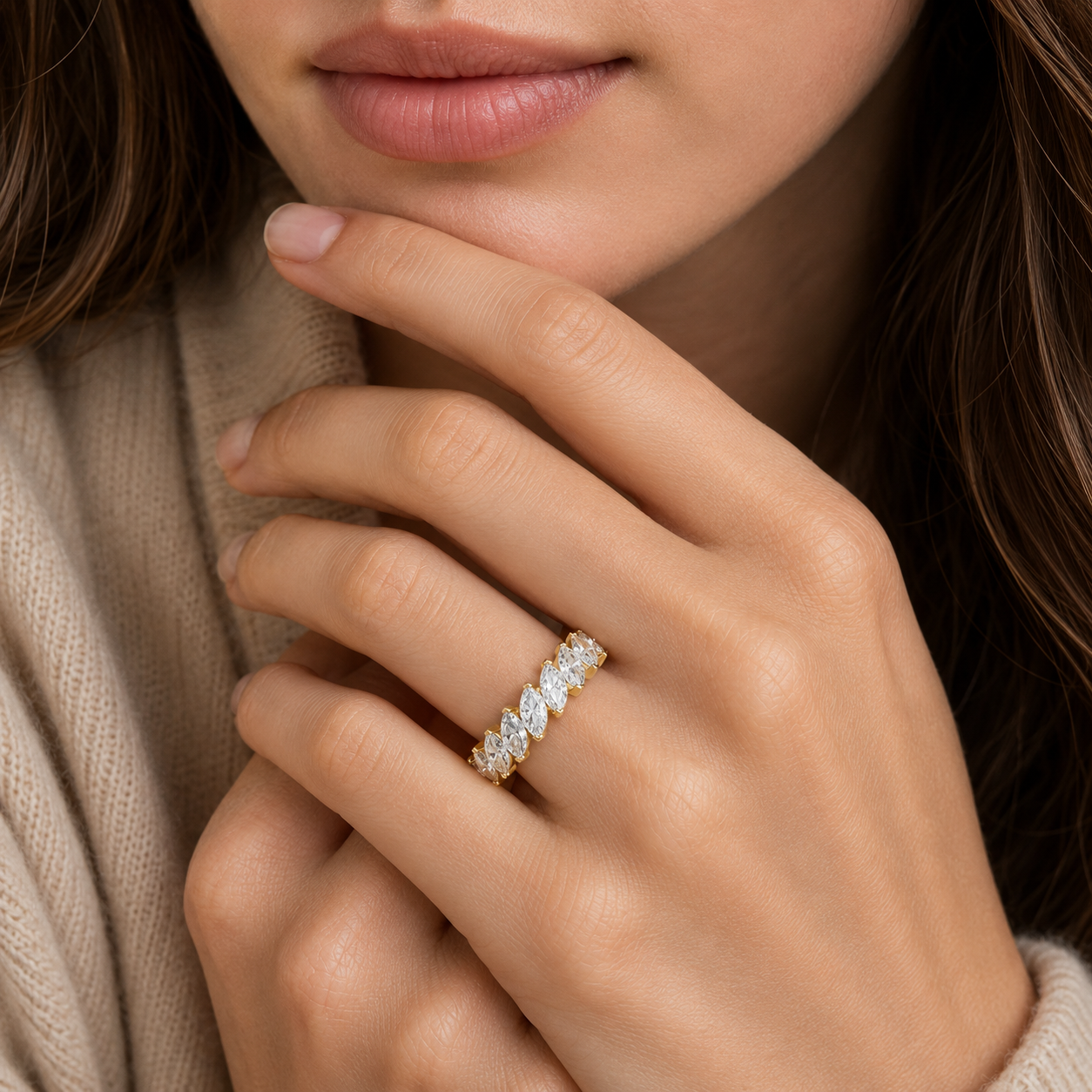 Marquise Cut Lab Grown Diamond Eternity Band Ring