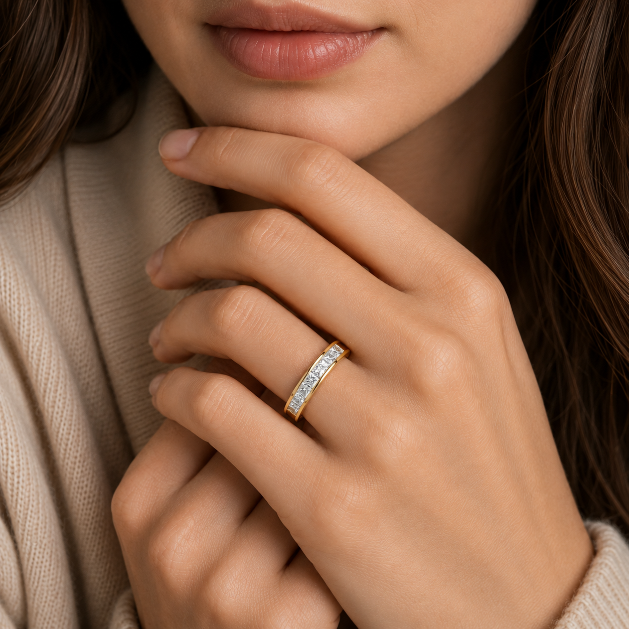 Princess Cut Lab Grown Diamond Channel Set Eternity Band