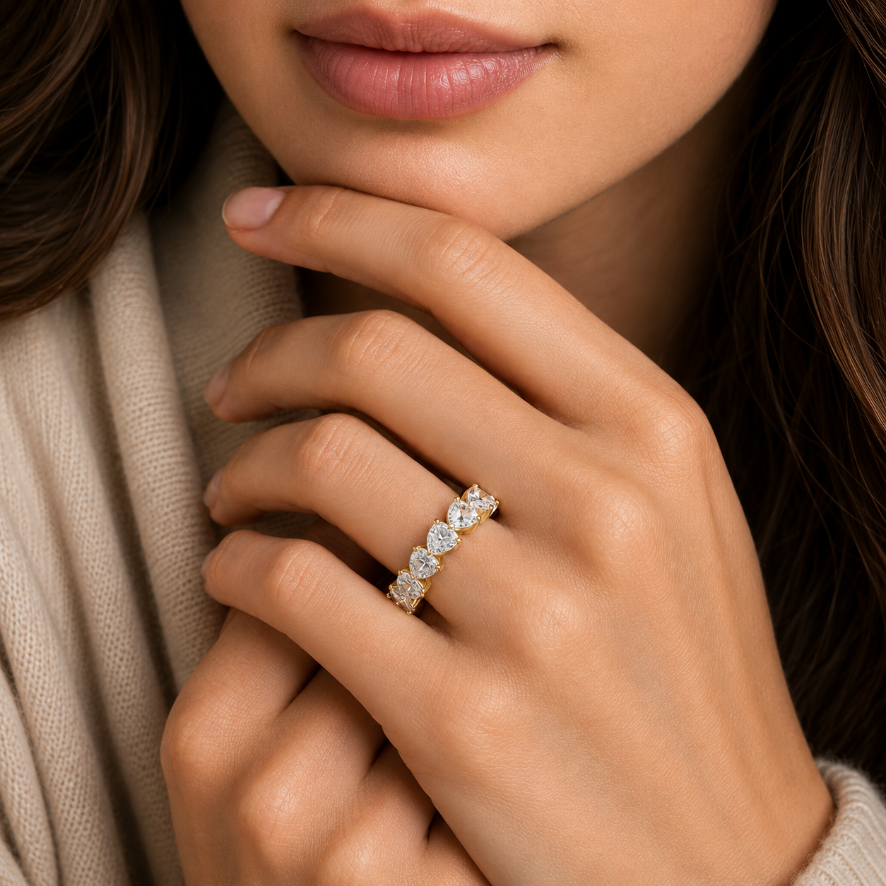 Heart Cut Lab Grown Diamond Eternity Band Ring