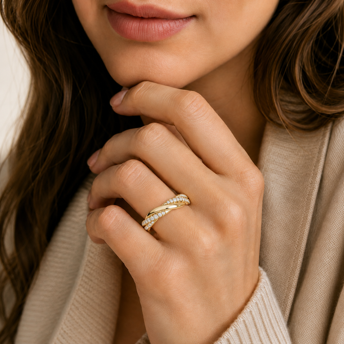 Twisted Diamond Infinity Lab Grown Diamond Wedding Band