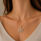 Round And Pear Lab Grown Floral Pendant Necklace