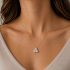 Round Lab Grown Diamond Three Stone Pendant Necklace