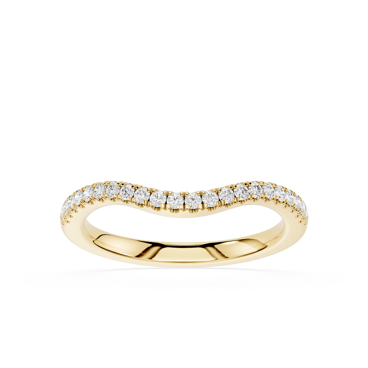 Lab Grown Round Cut Diamond Contour Wedding Band For Bride in Yellow Gold