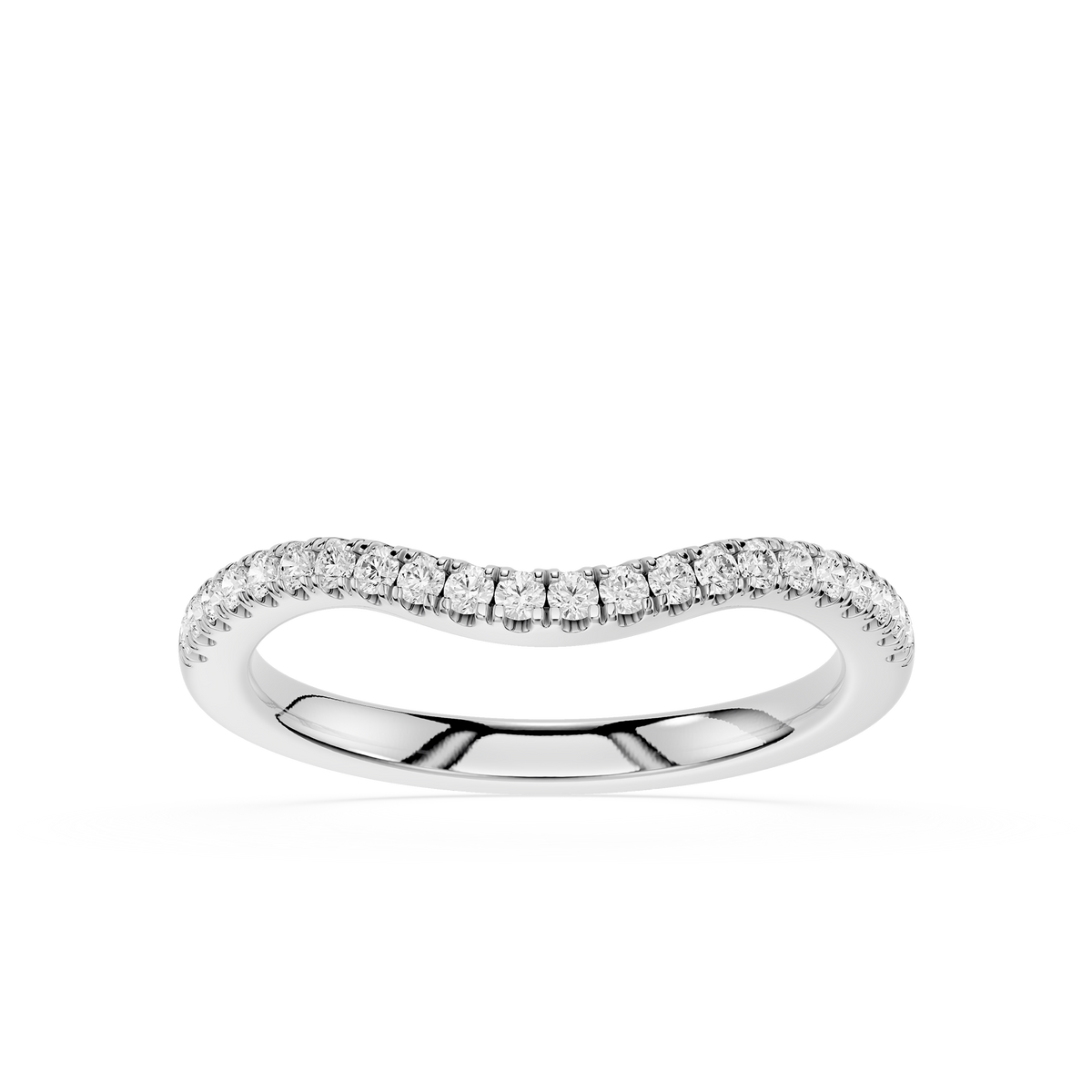 Lab grown round cut diamond contour wedding band in yellow gold for brides