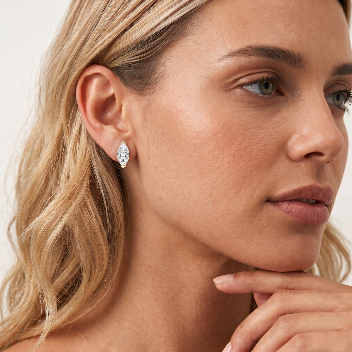 Marquise Cut Lab Grown Diamond Solitaire Stud Earrings