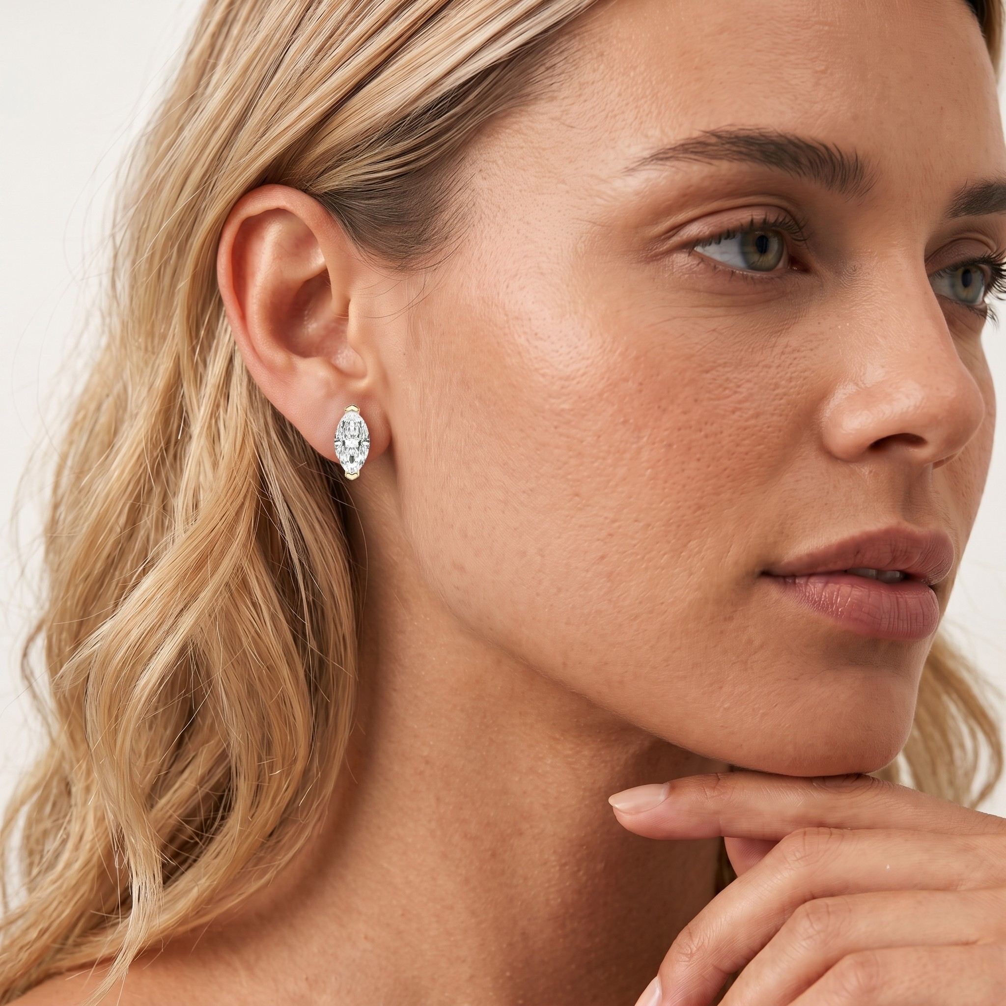 Marquise Cut Lab Grown Diamond Solitaire Stud Earrings