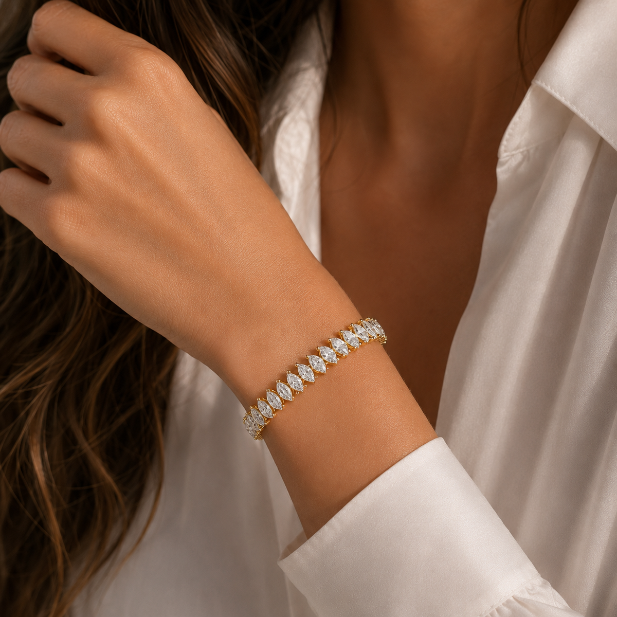 Marquise Lab Grown Diamond Tennis Bracelet