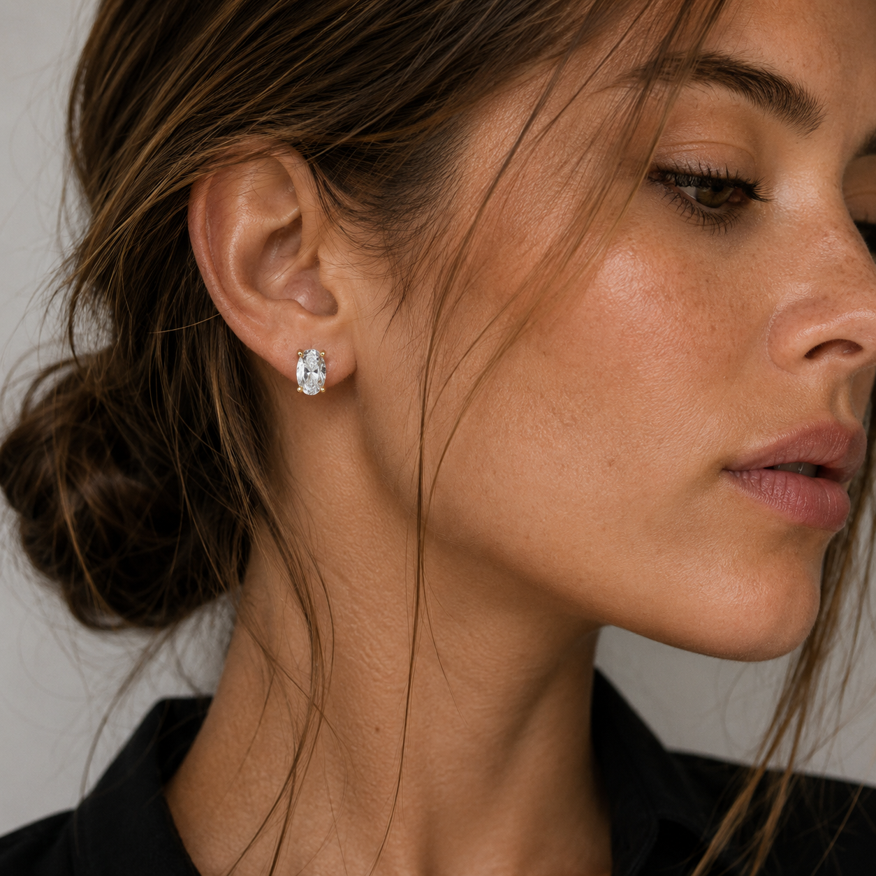 Oval Cut Lab Grown Diamond Solitaire Stud Earrings