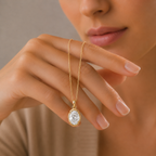 Oval Lab Grown Diamond Solitaire Pendant Necklace