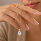 Oval Cut Lab Grown Diamond Infinity Bezel Pendant Necklace