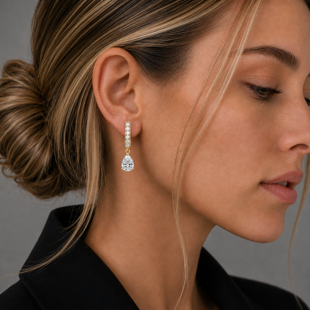Pear Drop Lab Grown Diamond Dangle Earrings