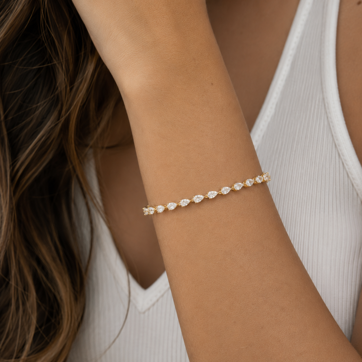 Pear Shape Lab Grown Diamond Tennis Bracelet