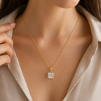 Princess Cut Lab Grown Diamond Compass Pendant Necklace