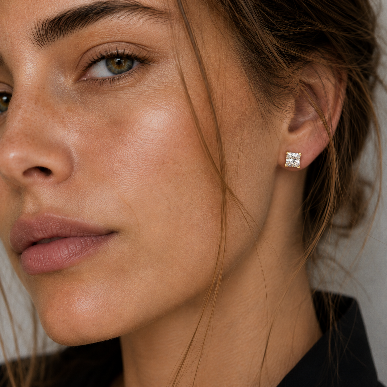 Princess Cut Lab Grown Diamond Solitaire Stud Earrings