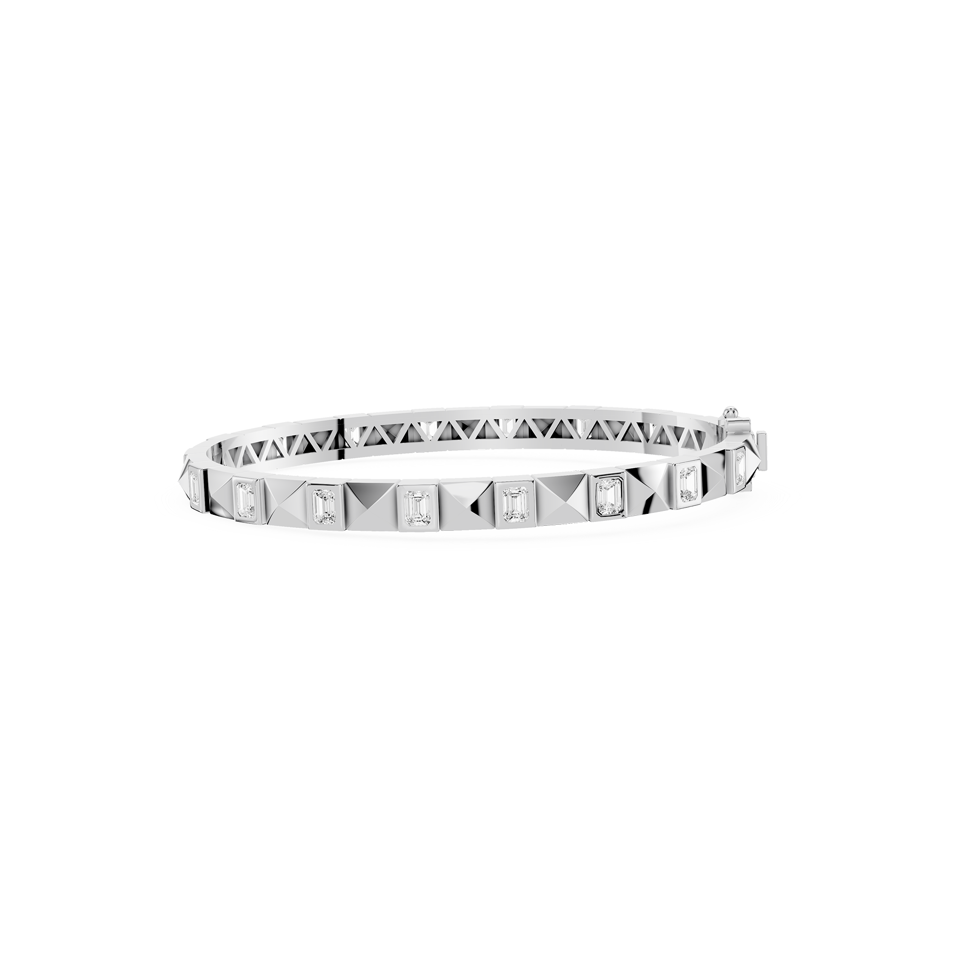 Emerald Lab Grown Diamond Station Bangle Bracelet