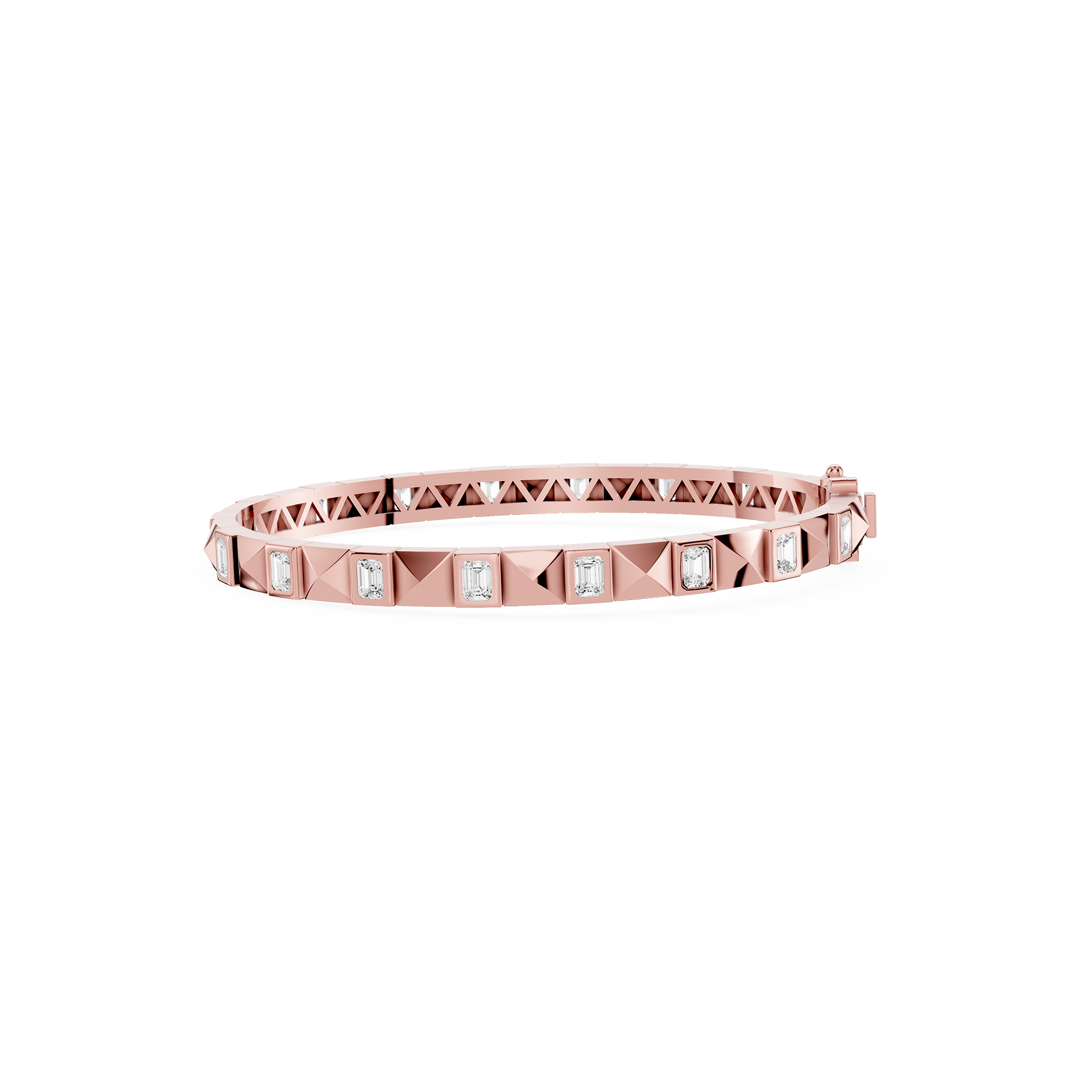 Emerald Lab Grown Diamond Station Bangle Bracelet