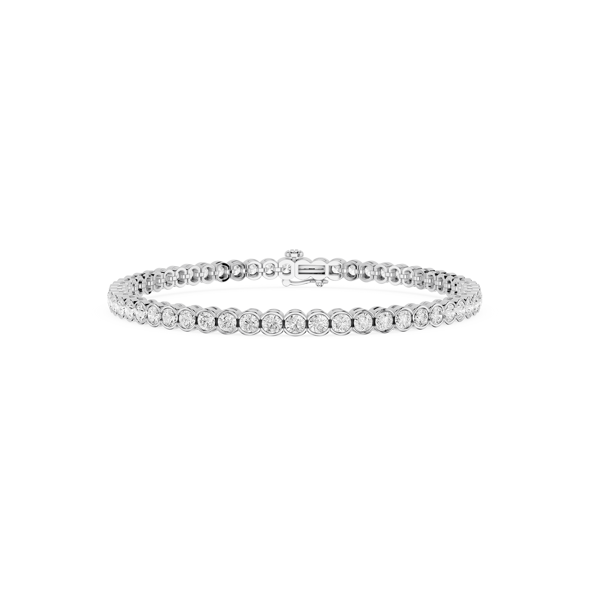Round Lab Grown Diamond Bezel Tennis Bracelet