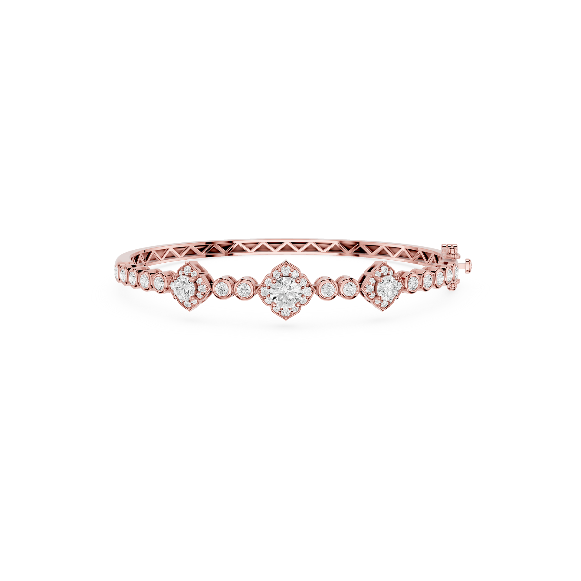 Round Lab Grown Diamond Cluster Bangle Bracelet