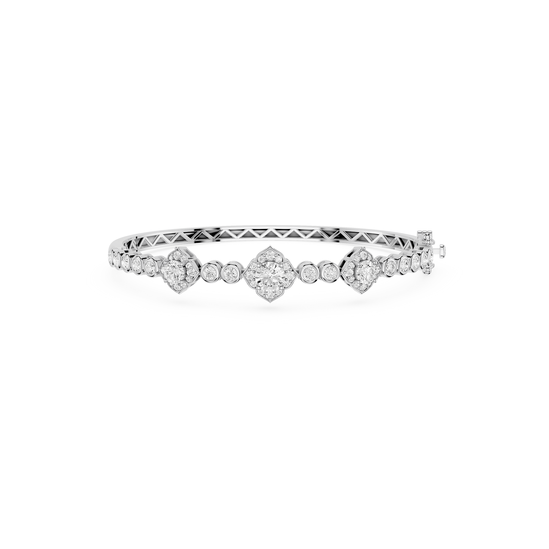 Round Lab Grown Diamond Cluster Bangle Bracelet