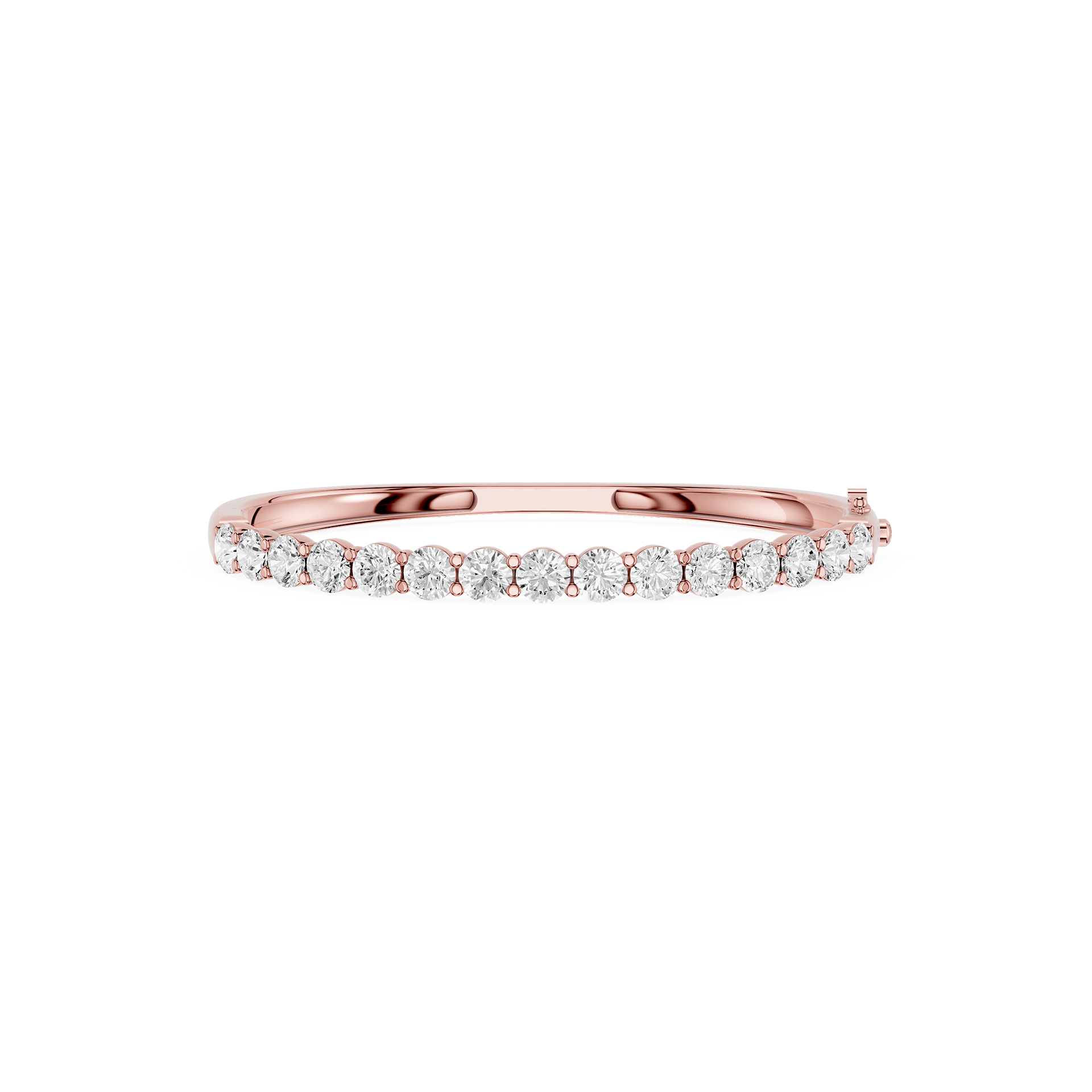 Round Lab Diamond Single Row Bangle Bracelet