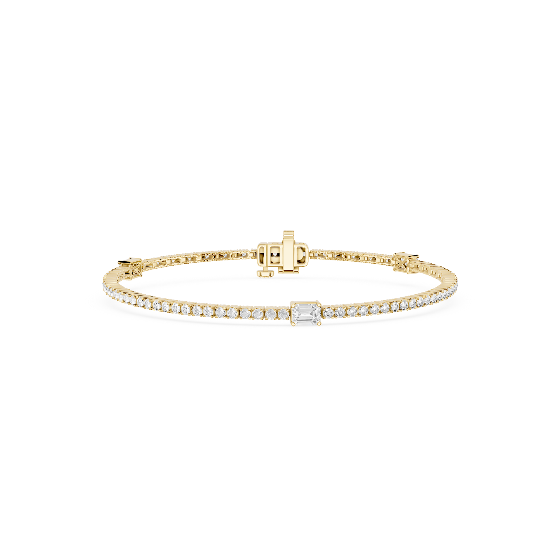 Gold bracelet with diamonds on a white background