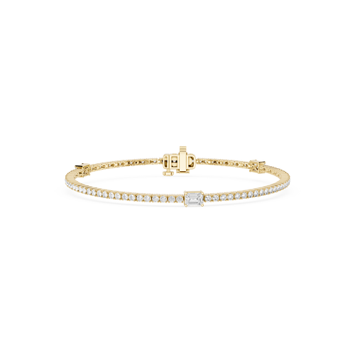 Gold bracelet with diamonds on a white background
